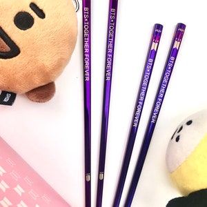 RESTOCK BTS Chopsticks Together Forever - 1 Pair Metal Chopsticks Korea Kpop Hallyu Bangtan