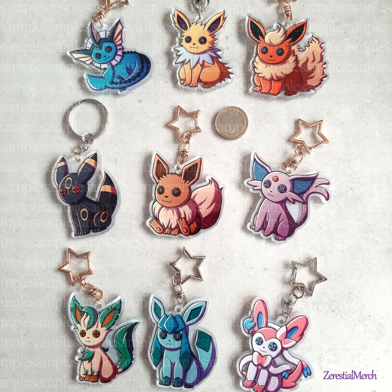 Plush Eevee and Eeveelutions Keychain Etsy