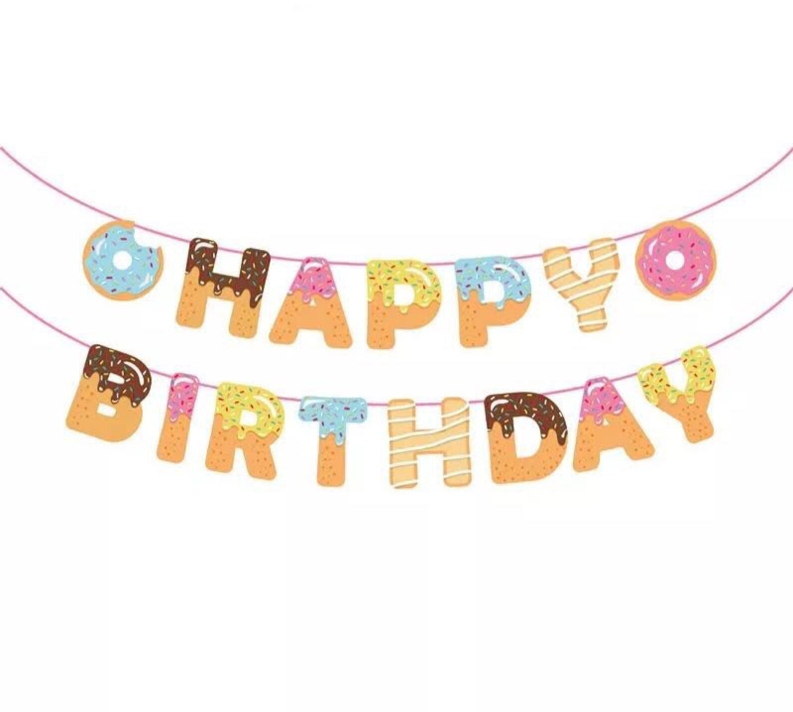 Donut Theme Happy Birthday Banner Donut Birthday | Etsy
