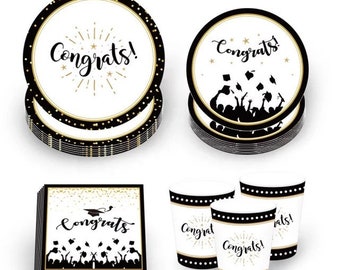 Graduation Party Tableware Set, Plates, Cups & Napkins, Graduation Table Decor