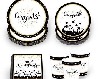 Graduation Tableware Set, Graduation Plates Cups & Napkins,Graduation Party Table Decor,Congrats Grads Class Of 2023 Party Decorations