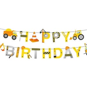 Construction Birthday Banner, Dump Truck Party Decoration,Construction Truck Birthday Party Decor, Boys Party Garland Banner