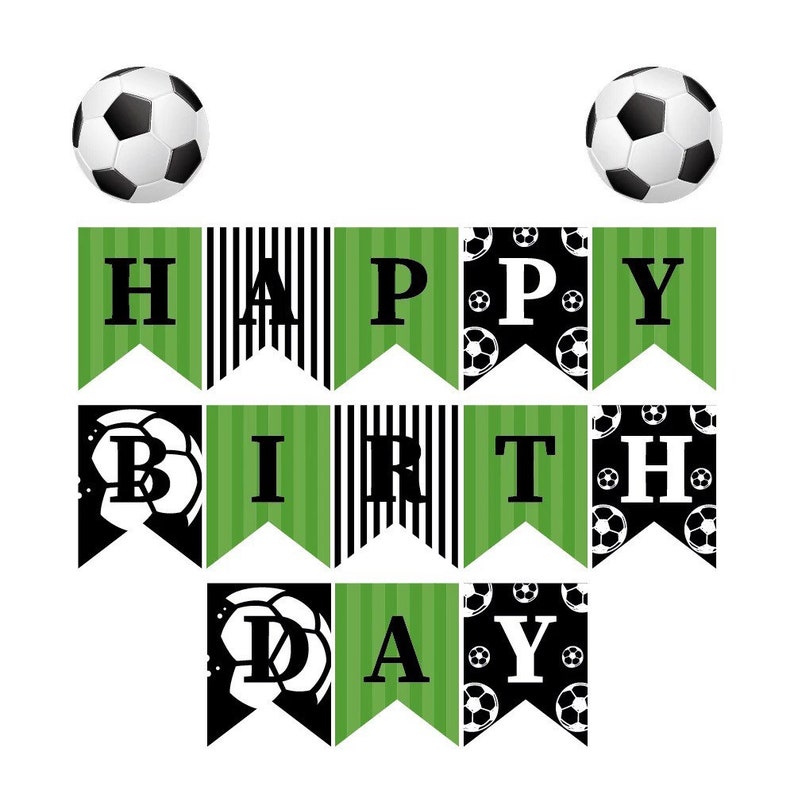 Soccer Ball Happy Birthday Banner Football Birthday Etsy