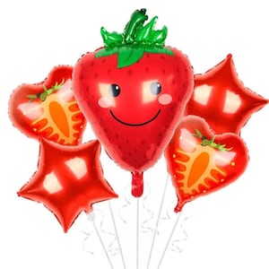 Strawberry Theme Foil Balloons,Strawberry 1st Birthday Party,Sweet Berry One Birthday Decor,Fruit Strawberry Balloons,Fruit Party Supplies