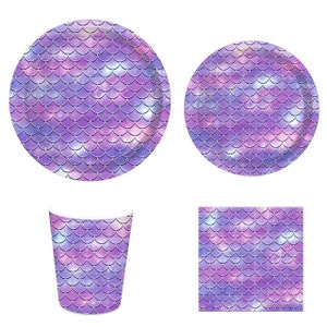 Mermaid Party Tableware Set: Plates, Cups & Napkins