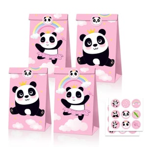 Pink Panda Theme Party Favor Bags,Gift Bags,Treat Bags,Goody Bags,Panda Birthday Party Decor,Birthday Table Decorations,Party Supplies