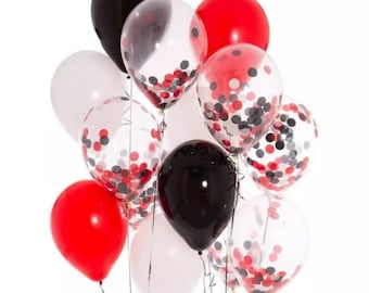 Red, White & Black Balloon Set: Party Decorations, Confetti Balloons