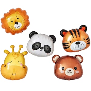 Animal Foil Balloons,Lion,Tiger,Bear,Giraffe,Panda Balloon,Birthday Decorations,Baby Shower Decor,Party Animals,Jungle Safari Party Balloons