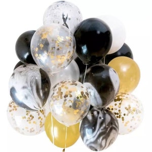 Black & Gold Balloon Bouquet,Marble Black Balloons,Birthday Party,Graduation Decor,Anniversary Decor,Retirement party,Bachelorette Party