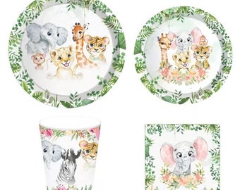 Safari Animal Party Tableware Kit: Forest Baby Shower Decor