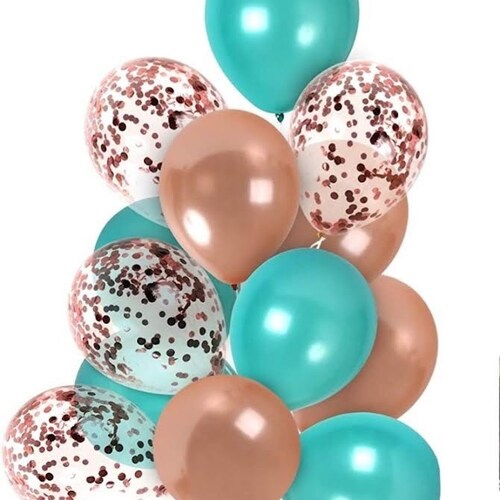 Teal & Rose Gold Latex Balloonsturquoise Balloons Teal Etsy