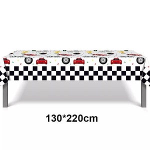 Race Car Birthday Party,Racing Car Plastic Tablecloth,Checkered Flag Traffic Party Decor,Boys Birthday party Supplies,Two Fast, Fast one