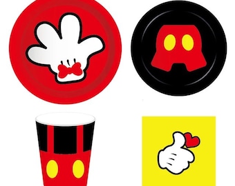 Mouse Party Tableware Set: Red, Black, and Yellow Party Supplies