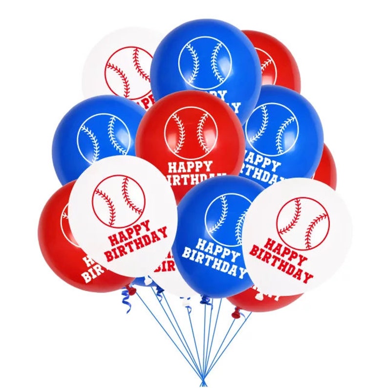Baseball Theme Birthday BalloonsRed White Blue Baseball Party DecorationBaseball Birthday Party DecorHappy Birthday Balloon