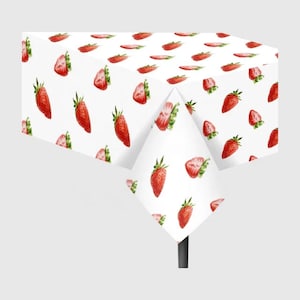 Strawberry Theme Tablecloth,Strawberry 1st Birthday Decor,Fruit Summer Party,Berry Sweet One Birthday Party,Disposable Plastic Table Cover