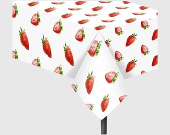 Strawberry Theme Tablecloth: Berry Sweet One Birthday Party (52" x 87")