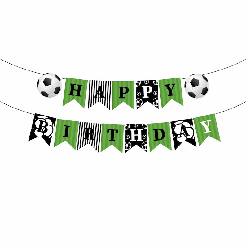 Soccer Ball Happy Birthday Banner Football Birthday Etsy