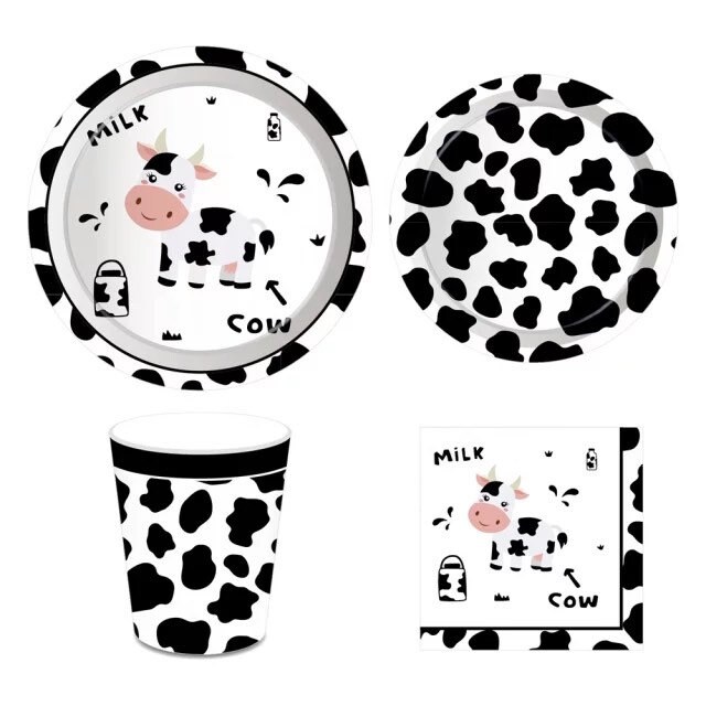 Cow Party Tableware SetCow Baby Shower Table DecorCow Barnyard Disposable Plates Cup NapkinsBirthday Party DecorParty