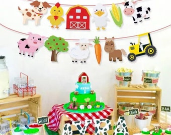 Farm Animal Garland Banner: Barnyard Birthday Party Decor
