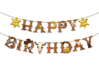 Cowboy Birthday Banner, Western Party Decor, Wild West Banner, Sheriff Birthday Decorations, Rodeo Party Garland, Cowboy Backdrop