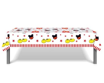 Mouse Theme Disposable Tablecloth,Mouse Party Table Cover,Birthday Decoration Supplies,Baby Shower Decor, Table Decorations