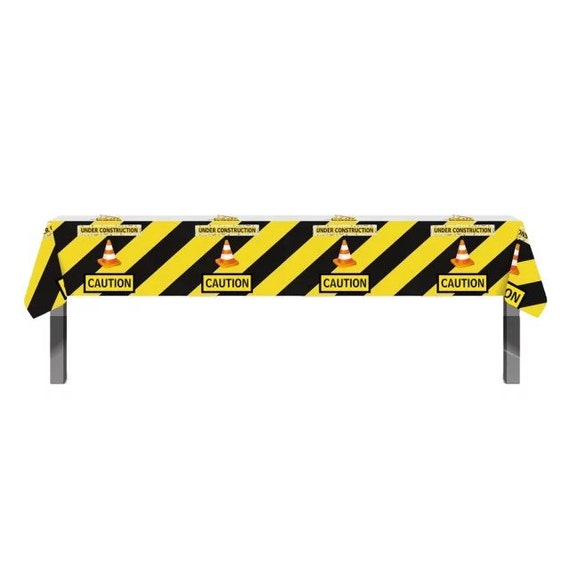 Construction Party Tablecloth, Dump Truck Plastic Table Cover, Boys Birthday Decor