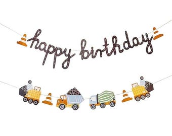 Construction Birthday Banner, Dump truck Digger Party, Im diggin 3 builderTruck Party Banner, Construction Balloons, Happy Birthday Garland