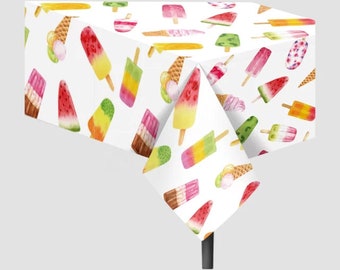 Ice Cream Theme Disposable Tablecloth, Ice Cream Table Decor, Ice cream Table Cover, Birthday Decorations, Baby Shower Decor, Summer Party