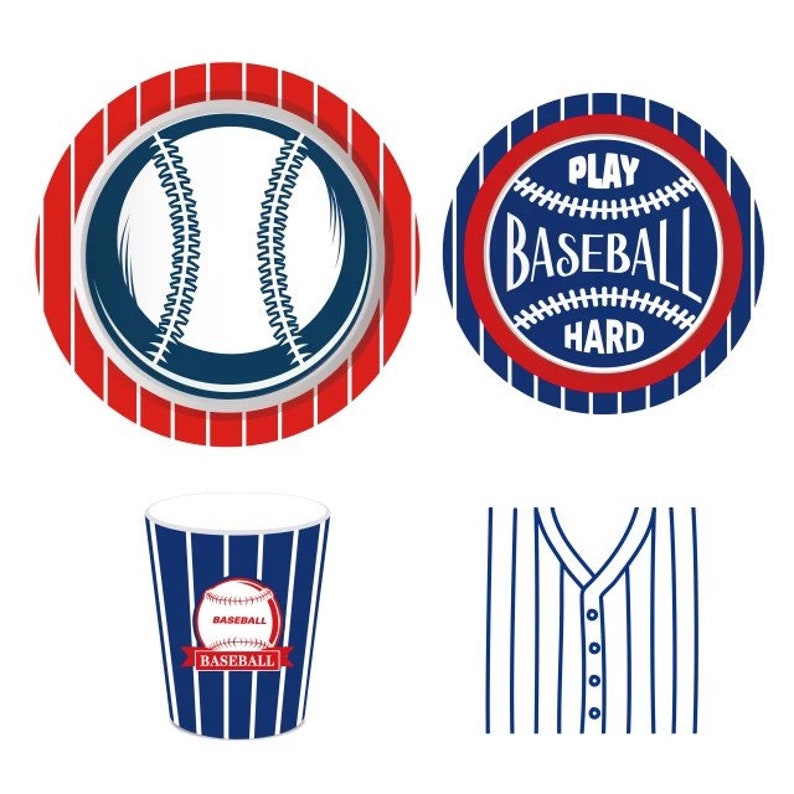 Baseball Party Tableware SetBaseball Sports Disposable Plates Cups Napkins Baseball Game Party Table Decor Baseball Birthday
