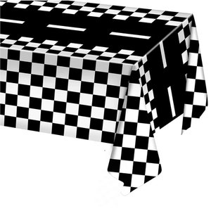 Checkered Flag Race Car Tablecloth: Two Fast Birthday Party (54x108)