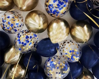 Navy & Gold Balloon Set: Confetti Balloons, Party Decorations (15 ct)