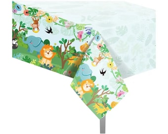 Jungle Animals Party Tablecloth: Safari Birthday Decor
