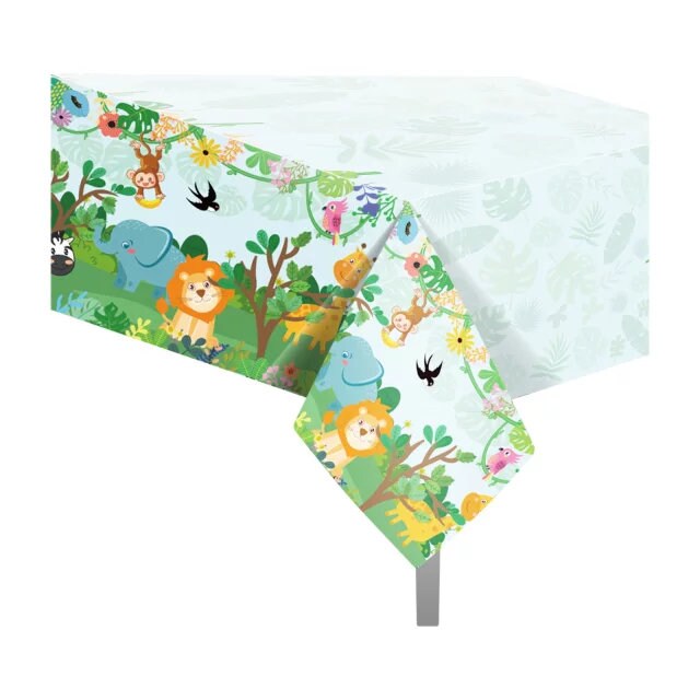 Safari Plastic TableclothDisposable Table CoverParty AnimalsJungle Birthday DecorWild OneTwo WildBaby ShowerParty Supplies
