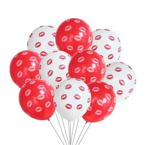 Red & White Lips Print Balloons: Valentine&#39;s Day Party Decor
