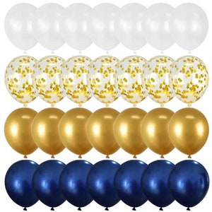 Navy & Gold Latex Balloons,Navy Wedding Decorations ,Bridal Shower Decor,Baby Shower Balloons,Birthday Party Supplies,Graduation Decor