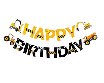 Construction Truck Birthday Banner: Cardstock Party Decor