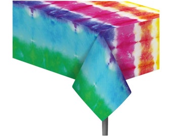 Tie Dye Party Tablecloth, Colorful Party Table Decor, Kids Birthday Decorations
