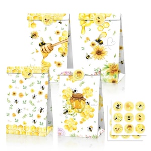 Bumble Bee Treat Bags,Bee Birthday,Favor Bags,Candy Bags,Mommy to Bee Baby Shower Decor,Bee Day Party,Party Decorations