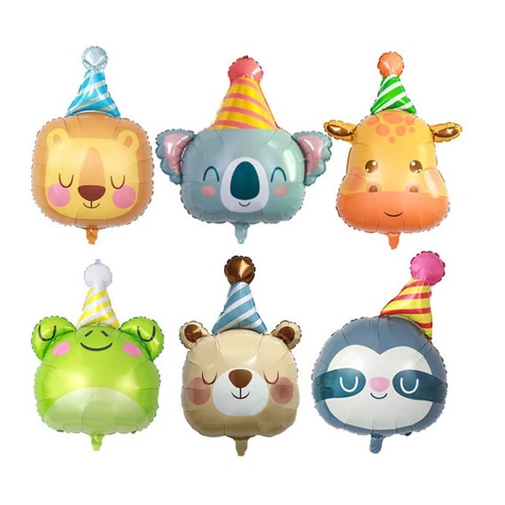Animal Foil Balloons,Lion Balloon,Bear Balloon,koala Balloon,Sloth Balloon,Giraffe With Birthday Hat,Animal Party,Safari Birthday Decoration