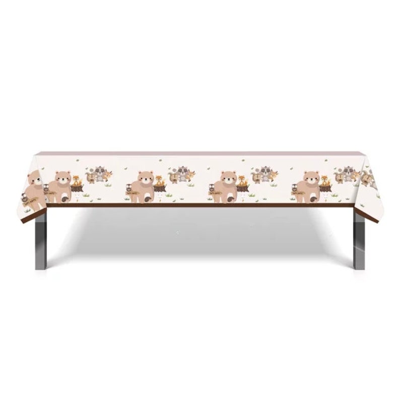 Woodland Animal Theme Disposable TableclothWoodland Forest Table DecorBirthday DecorBaby Shower SuppliesWoodland Table Cover