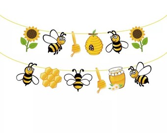 Bumble Bee Party Garland: Sunflower Baby Shower Banner