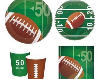 Football Party Tableware Set: Disposable Plates, Cups, Napkins