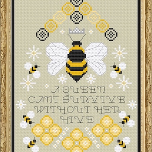 Queen Bee - Digital Cross Stitch Pattern