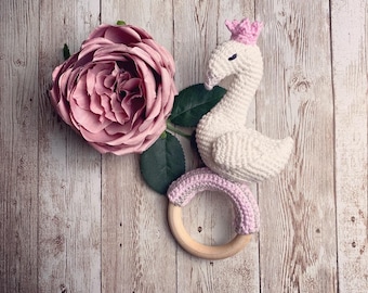 Crochet Swan Princess Baby Rattle - PATTERN ONLY
