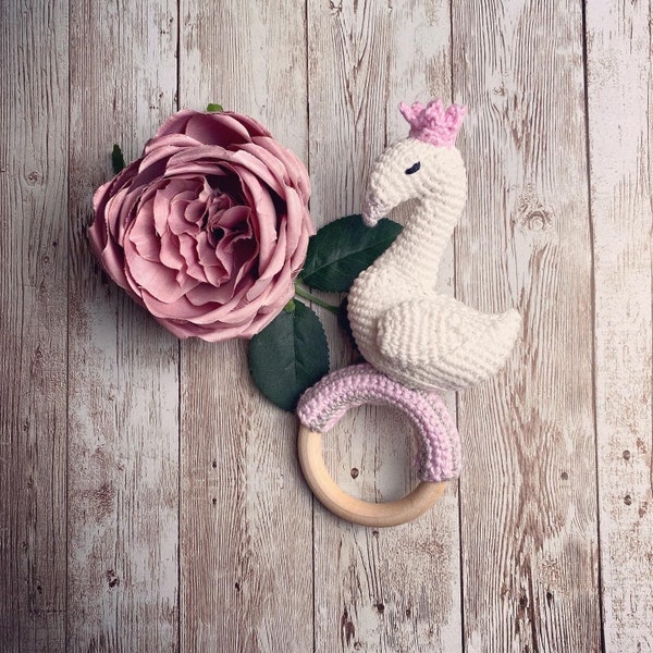 Crochet Swan Princess Baby Rattle - PATTERN ONLY