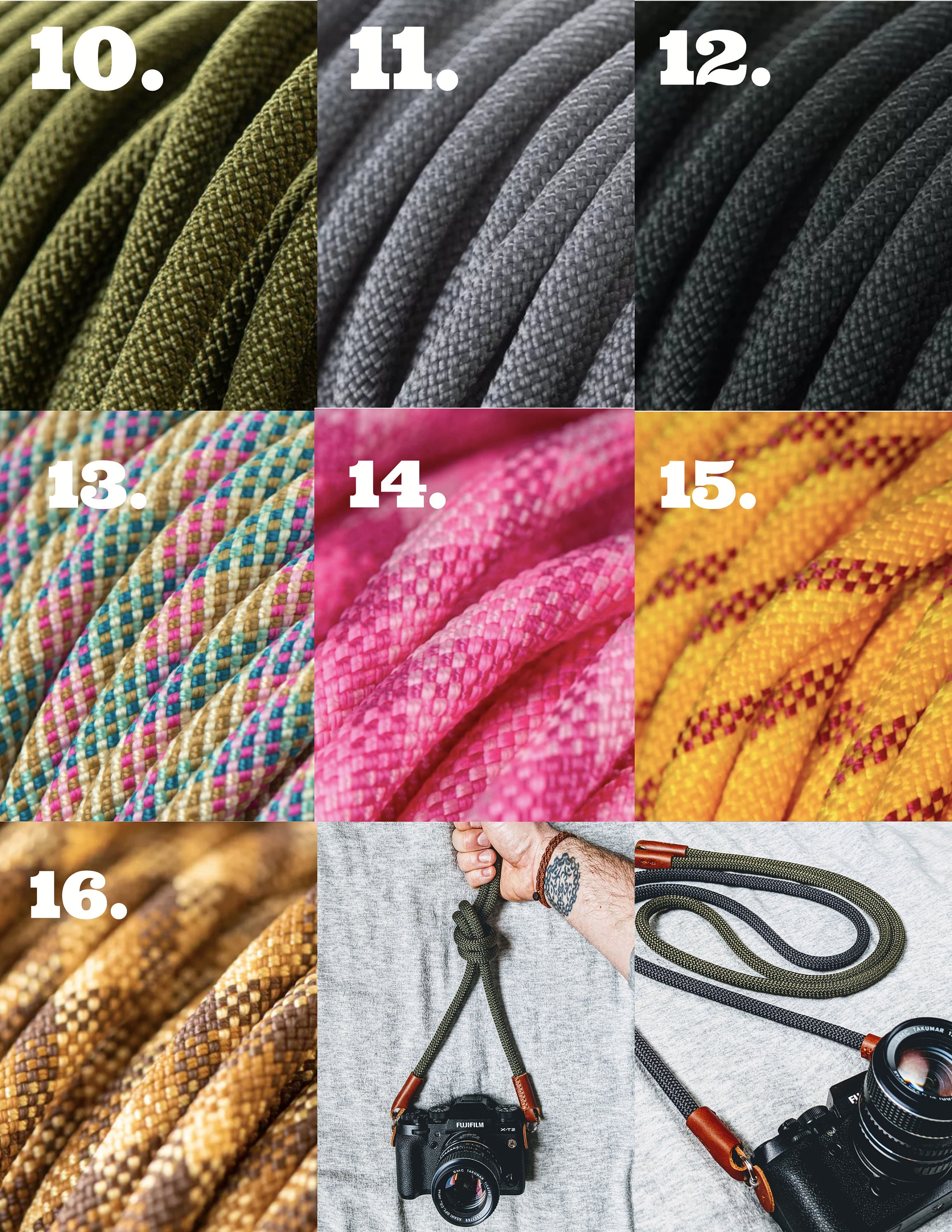 NEW Climbing Rope Camera Strap 8 flavours Universal fit for Etsy