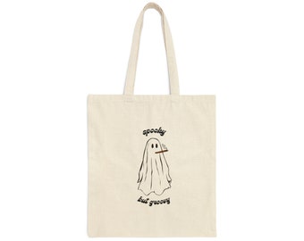 Spooky Ghost Cotton Canvas Tote Bag
