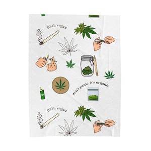 Stoner Velveteen Plush Blanket, Weed Blanket, Weed Throw, Stoner Gifts, 420 Gifts, Fall Gifts