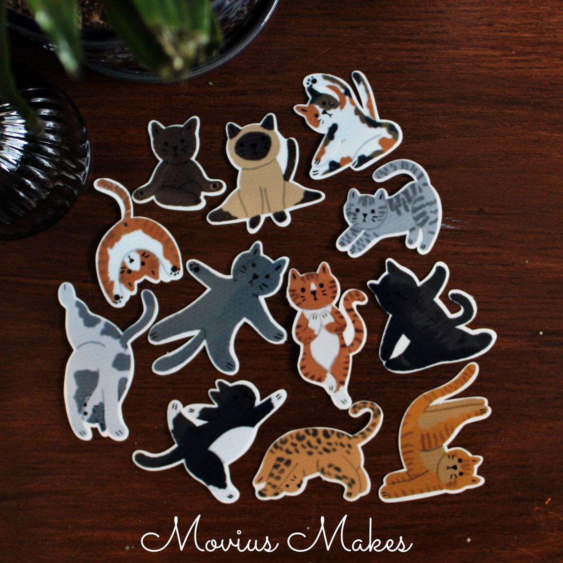 Cat Yoga Stickersmeditation Stickersyoga Lover Giftcat Etsy