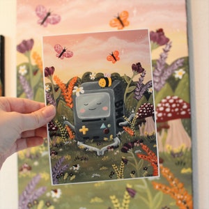 BMO Fanart-Adventure Time Art-Cartoon Network-Meditation Art-BMO Art-Acrylic Painting-Finn and Jake-Nursery Artwork